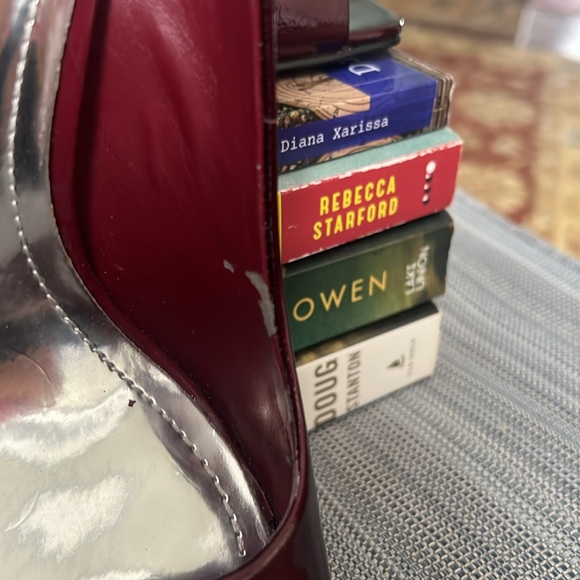 BCBG Generation Ariel Pumps Ruby Red Patent Peep Toe Heels - Picture 4 of 8